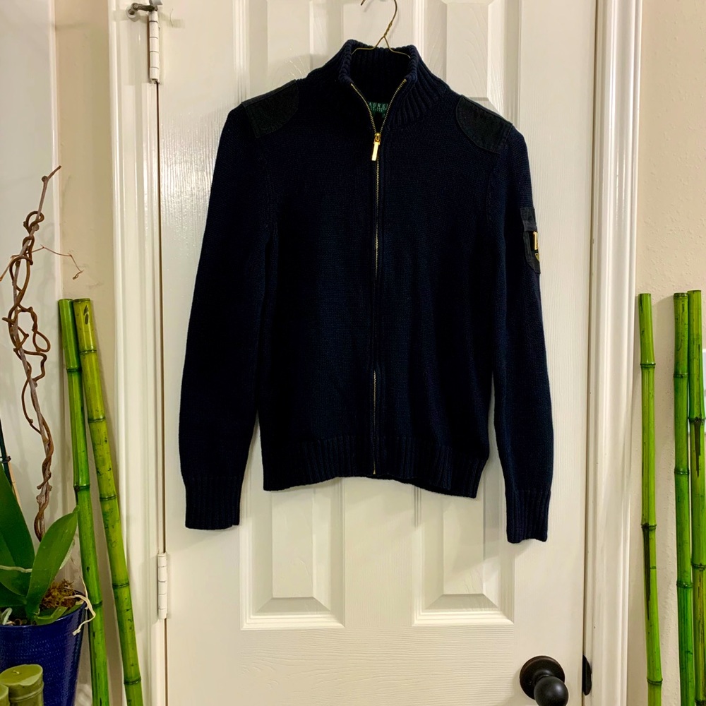 Lauren Ralph Lauren Petite Black Zip Up Sweater